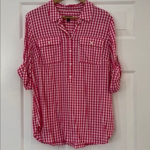 Talbots Pink Rayon Gingham Blouse - Size M